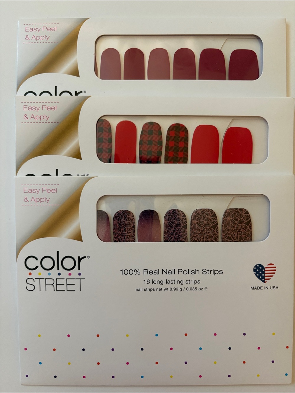 3 Sets Color Street Nail Polish Strips